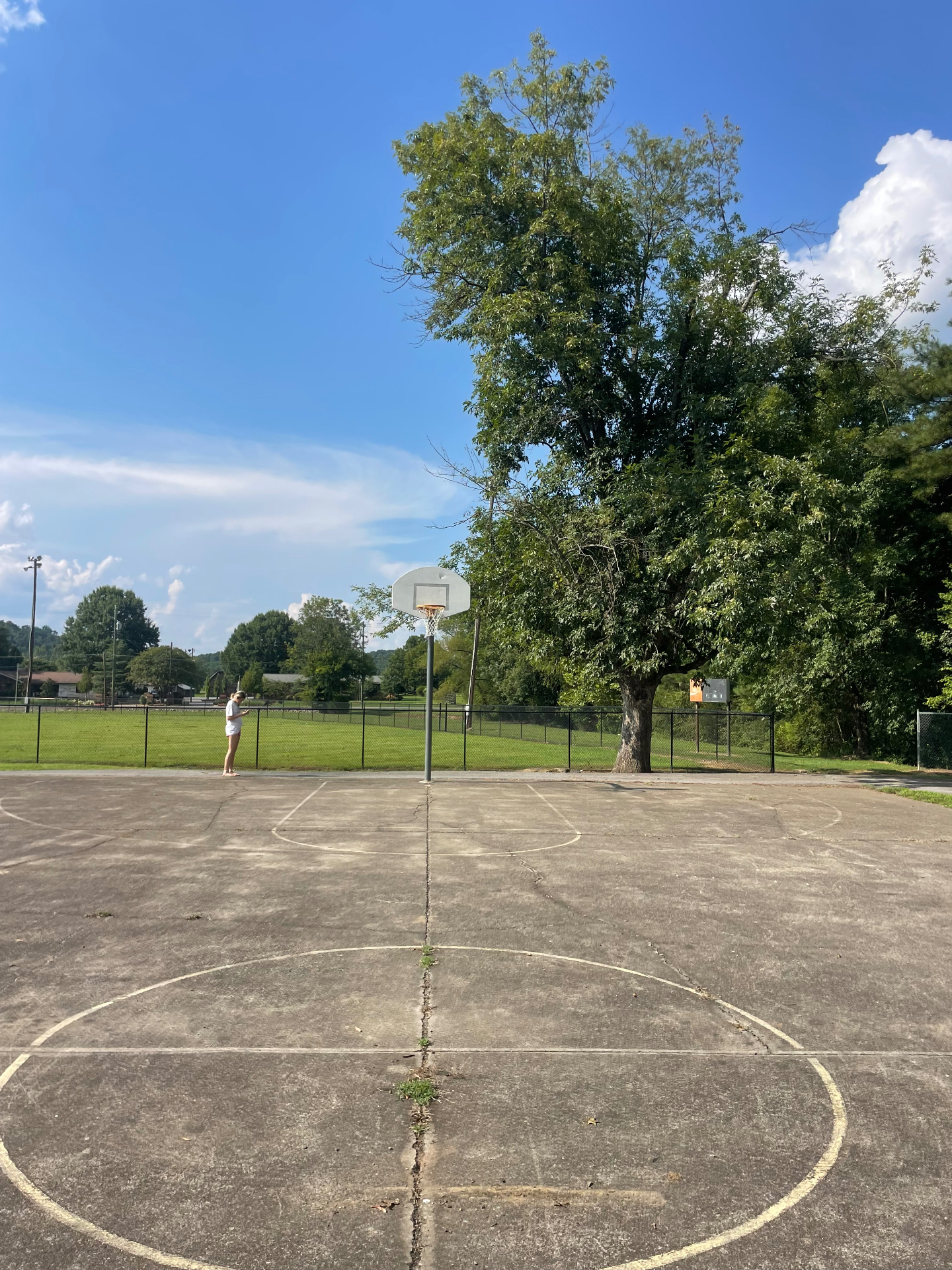 Basketball court line striping — before