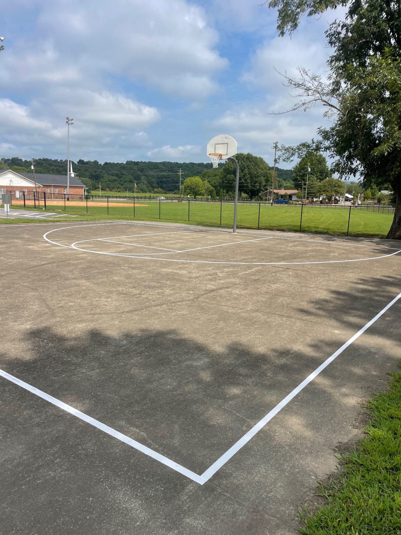 Basketball court line striping